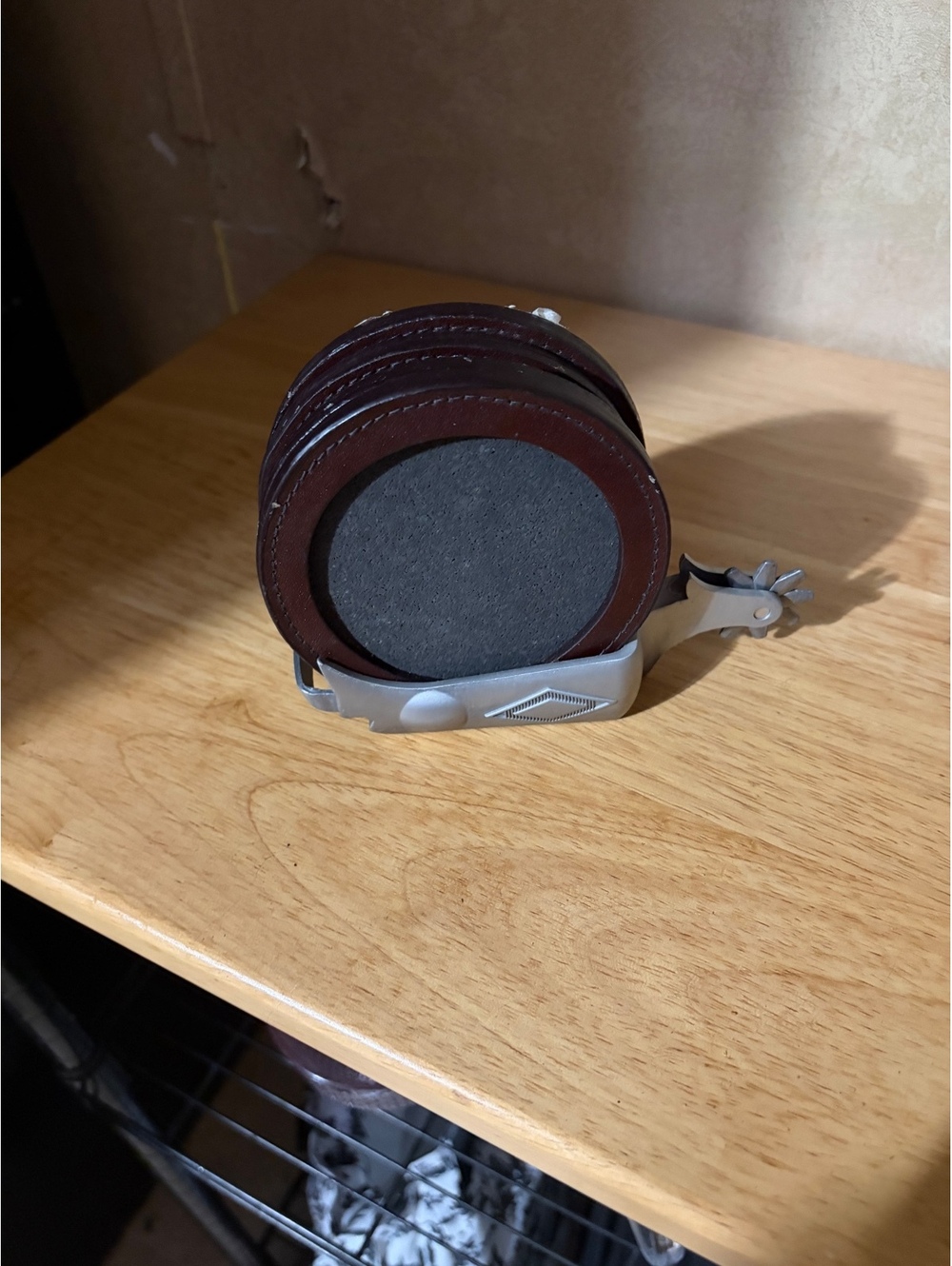 Vintage Western Style Metal Spurs with Leather Covers coasters
